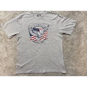 Cabelas Mens Grey Graphic T-Shirt M American Tradition Eagle Patriotic Design 93